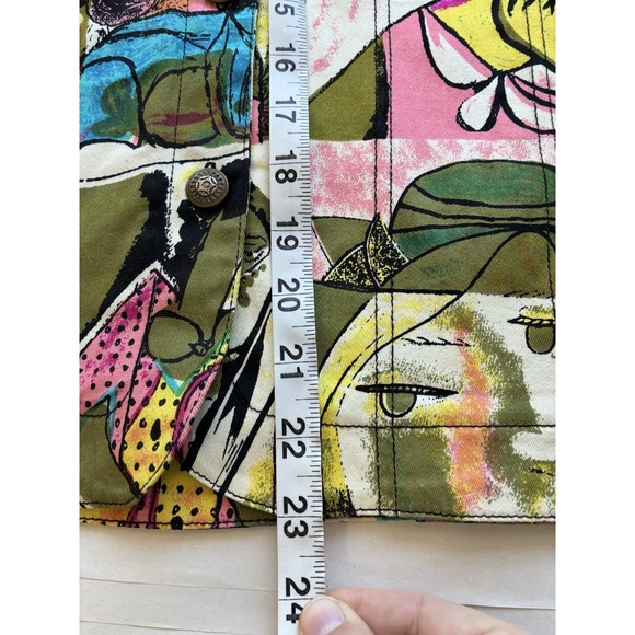 Kaktus Jacket Women's Sz M Art To Wear Colorful Cotton 3/4 Sleeve Art Teacher - Picture 6 of 7